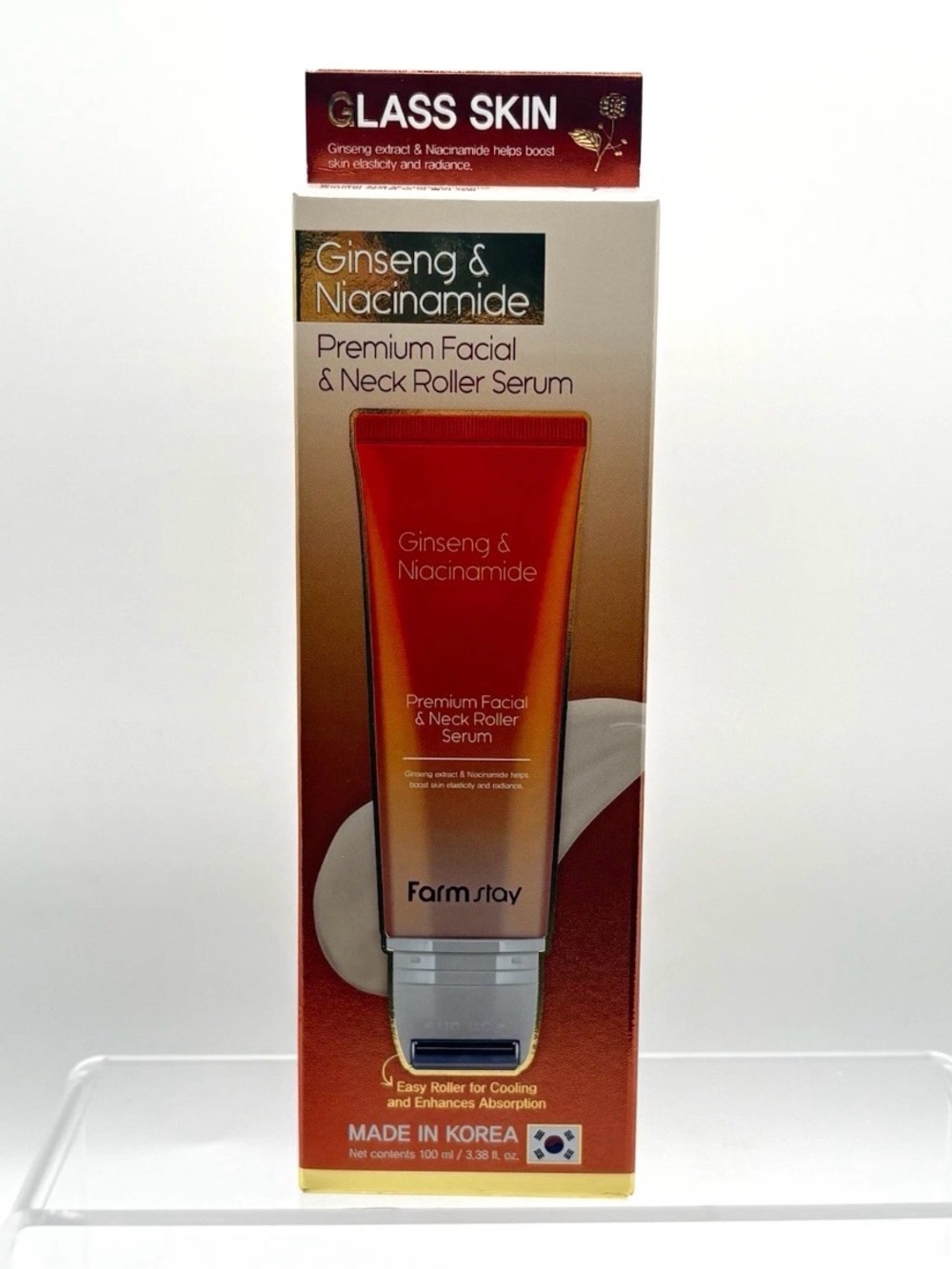 Farmstay Ginseng & Niacinamide Facial & Neck Roller Serum — Orange